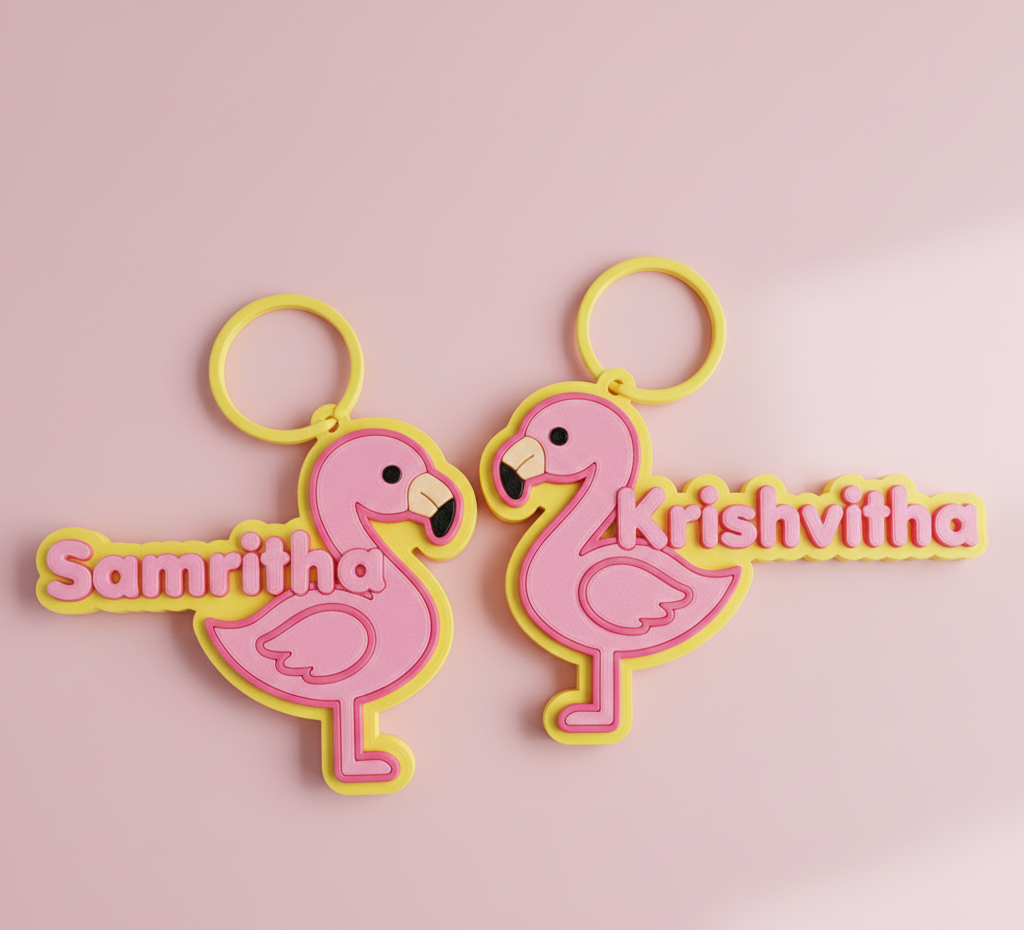 Custom 3D-Printed Flamingo Keychains